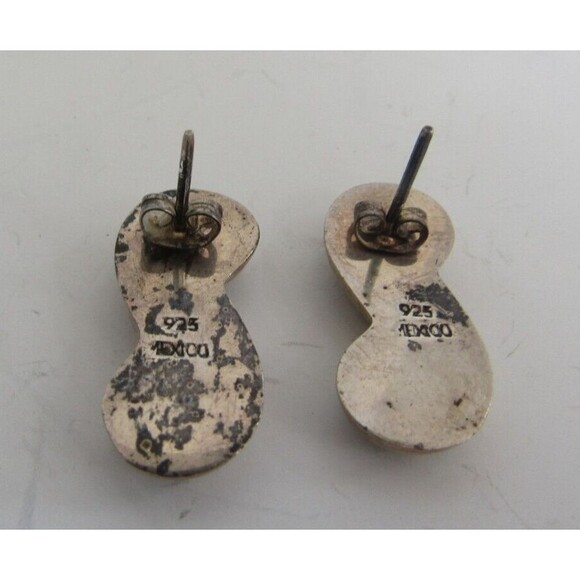 Sterling Silver Stud Earrings Vintage 925 Stamped Mexico - Picture 5 of 6